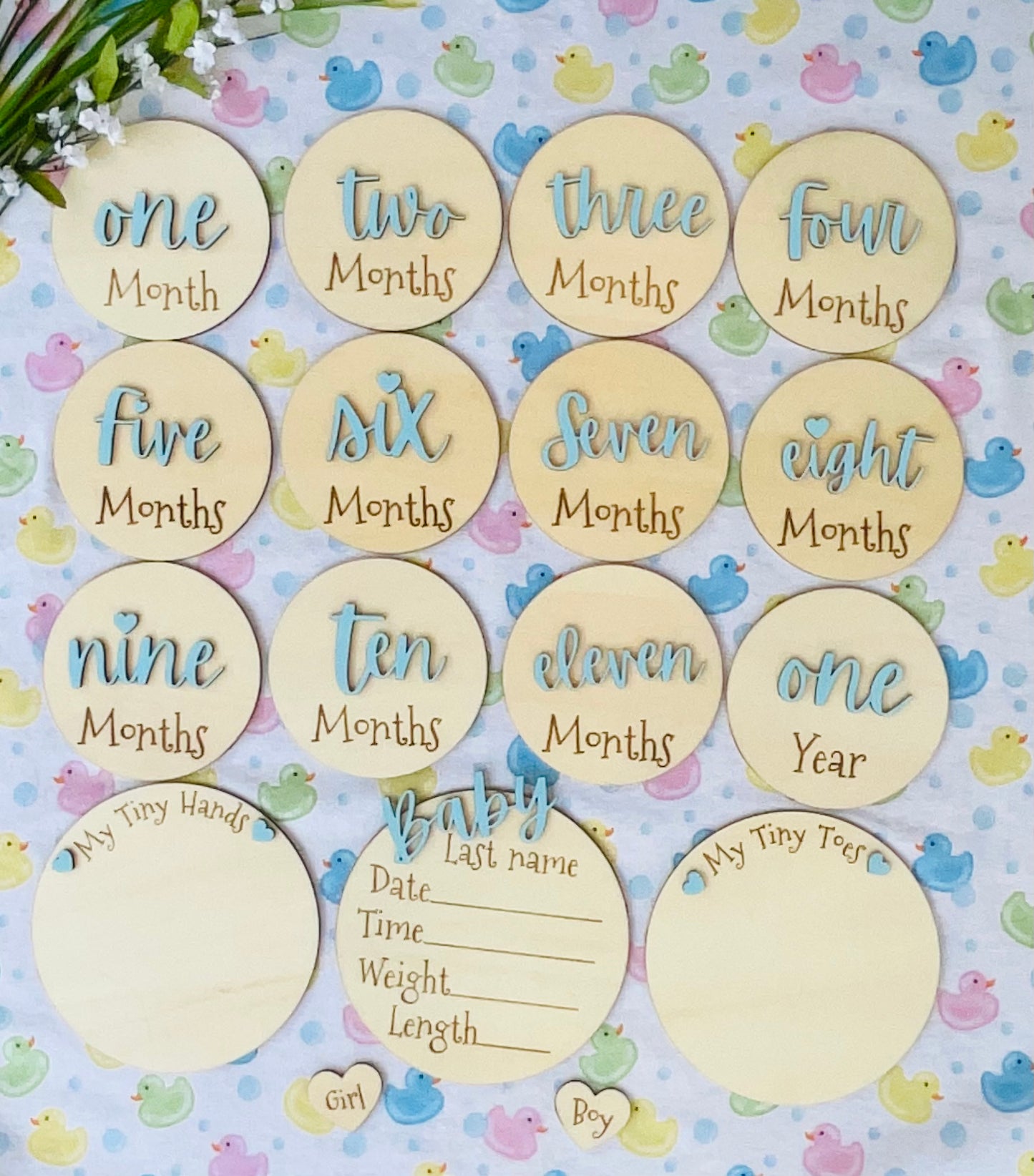 Baby Month Milestone Tags - Font 3 - Word Numbers