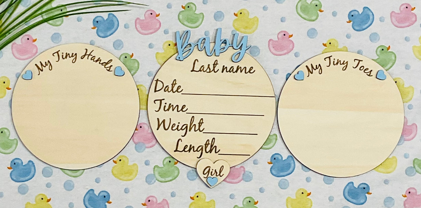 Baby GIRL Keepsake Announcement with Hands and Toes! Font 1
