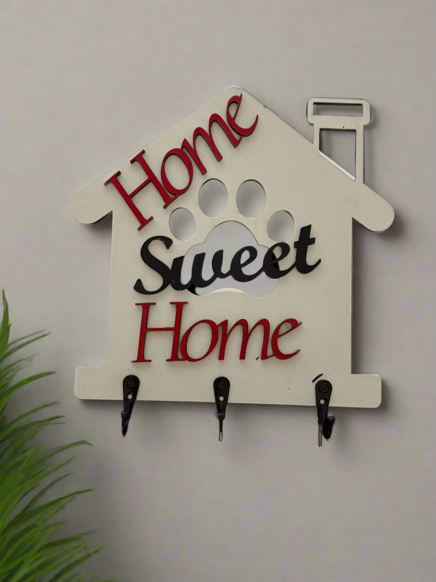 Key Chain & Leash Holder With Black Iron Hooks