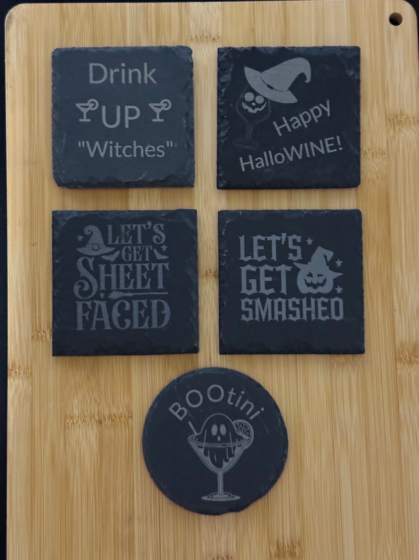 Rock Slate Square Coasters Halloween Funny