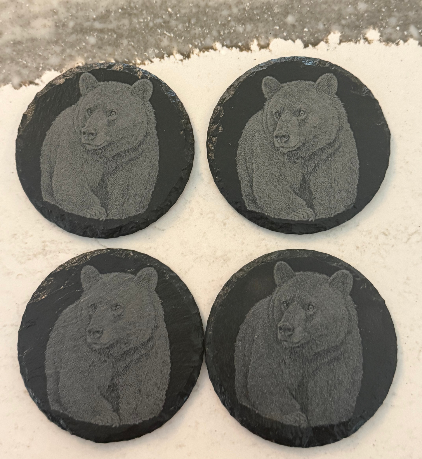 Grizzly Bear Slate Rounds Coaster