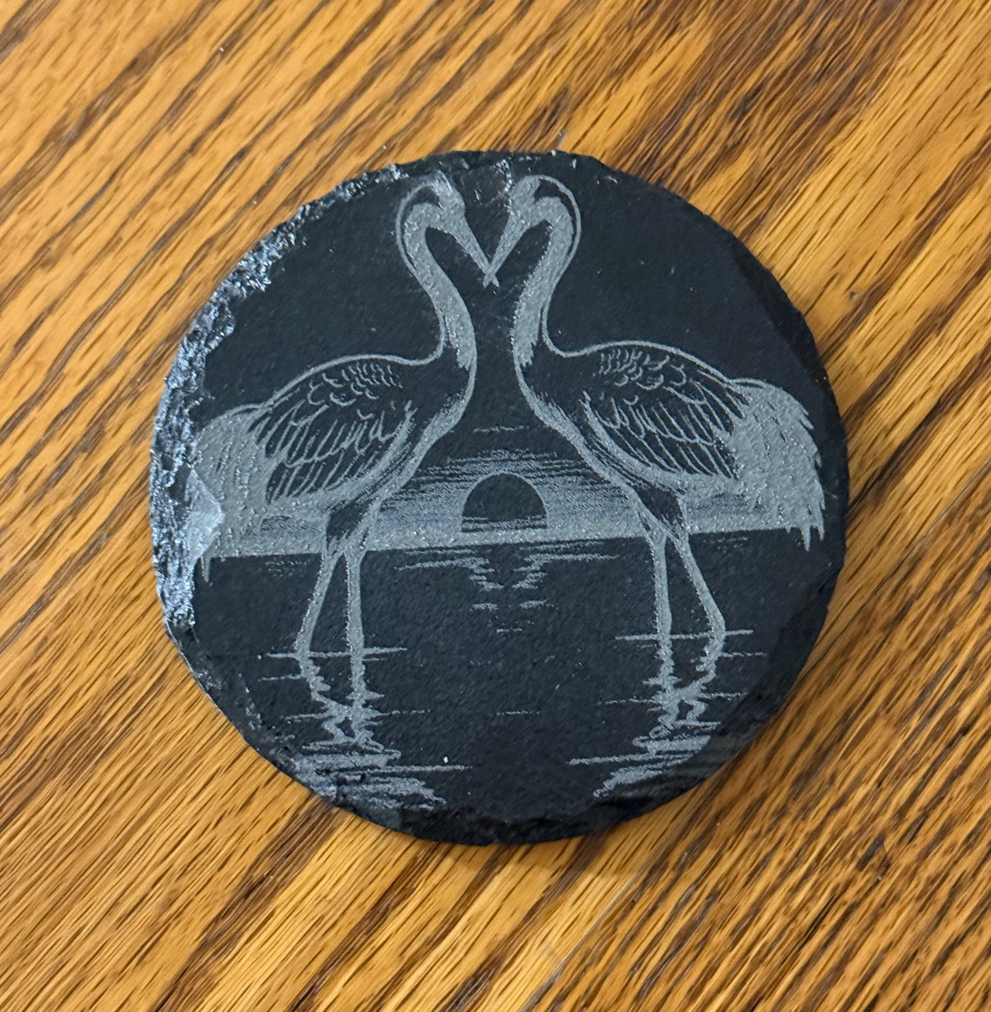 Two Cranes Sunset Slate Coaster | Natural Stone Coaster Set