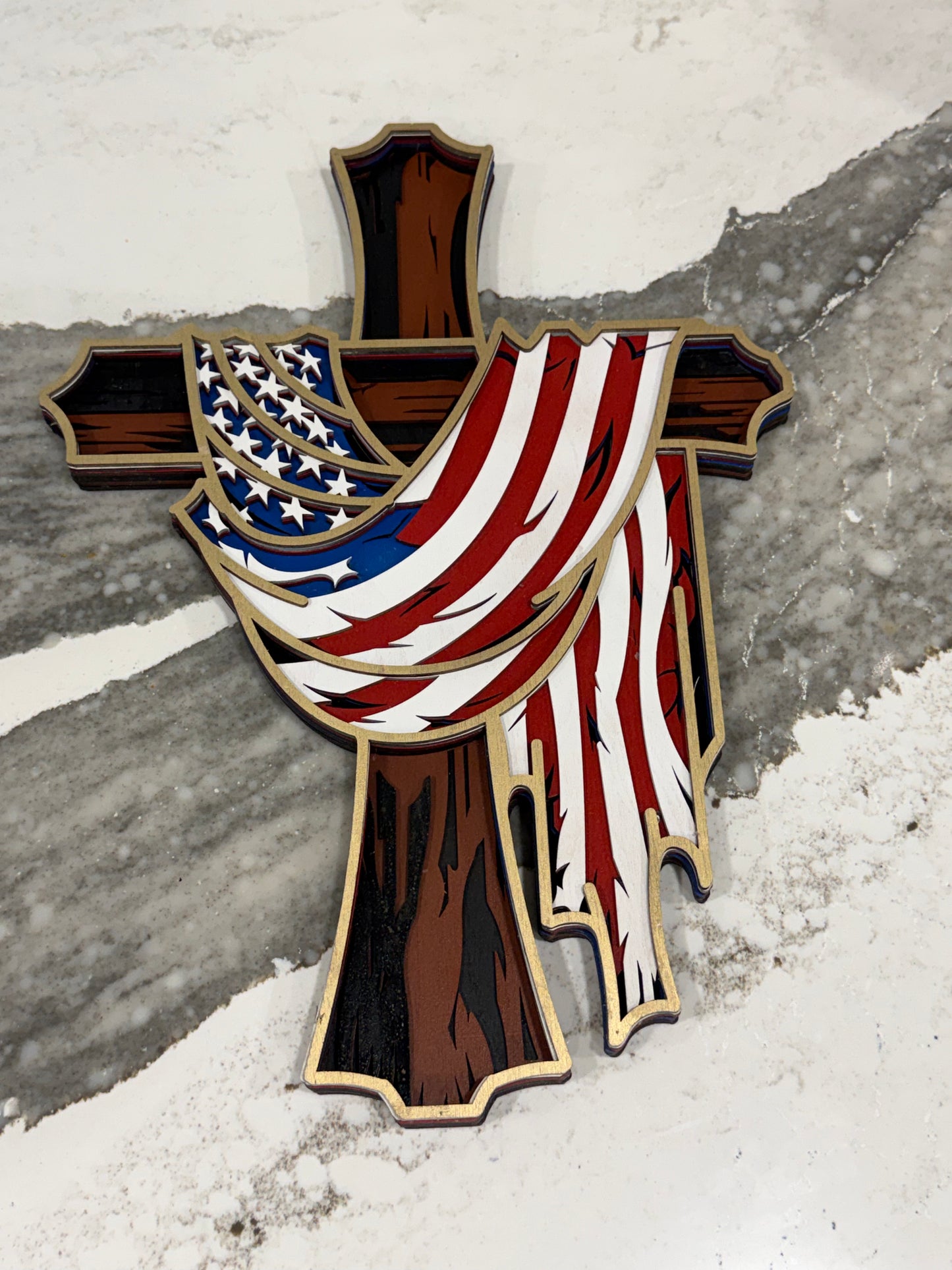 Cross with American Flag