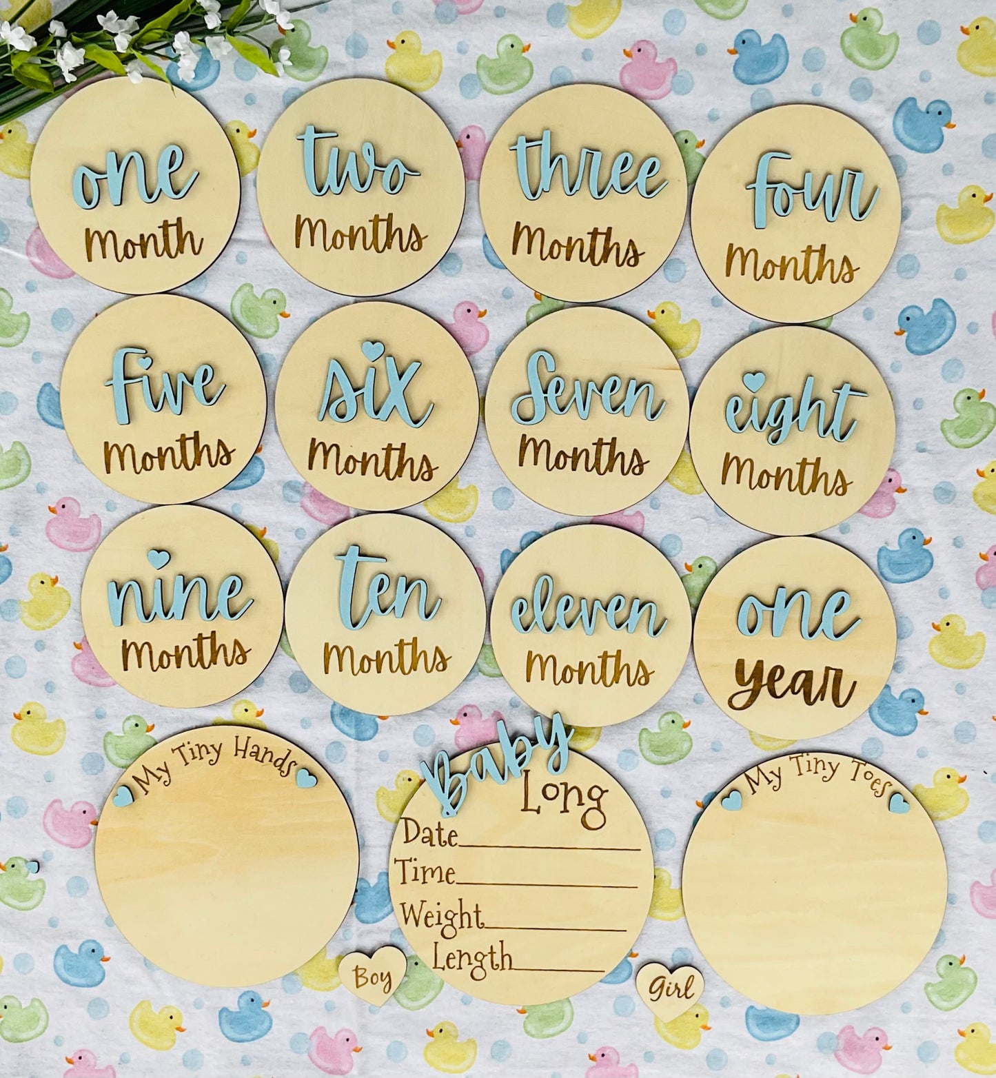 Baby Month Milestone Tags - Font 4 - Word Numbers