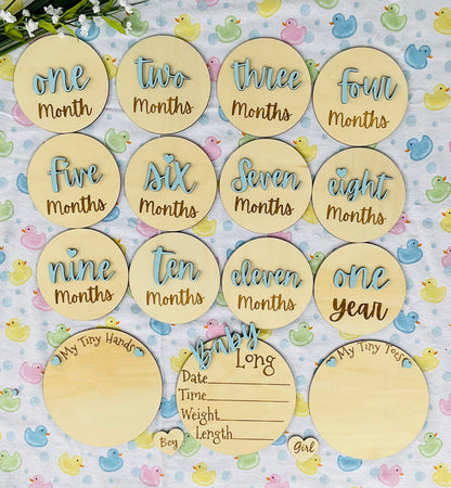 Baby Month Milestone Tags - Font 4 - Word Numbers