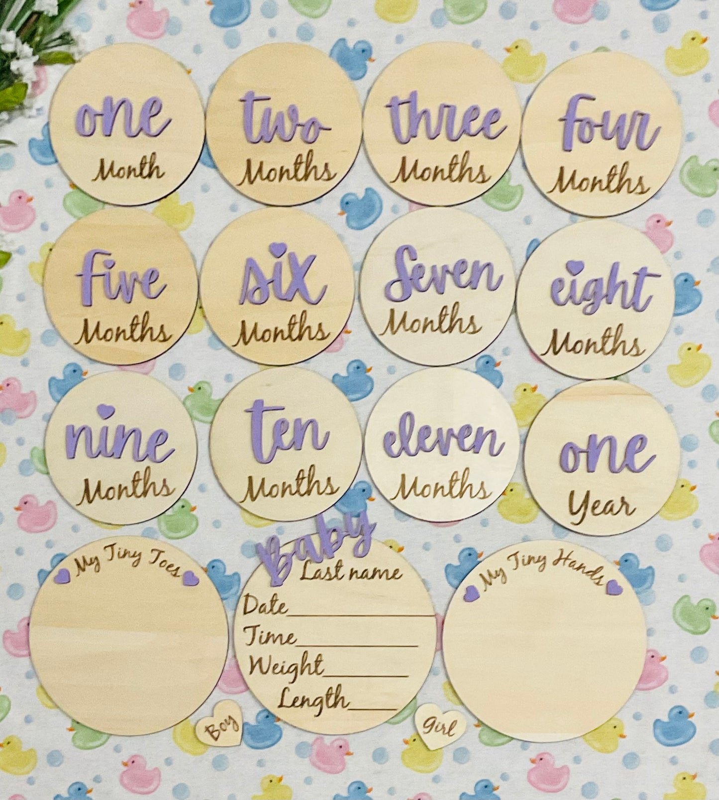 Baby Month Milestone Tags - Font 1 - Word Numbers