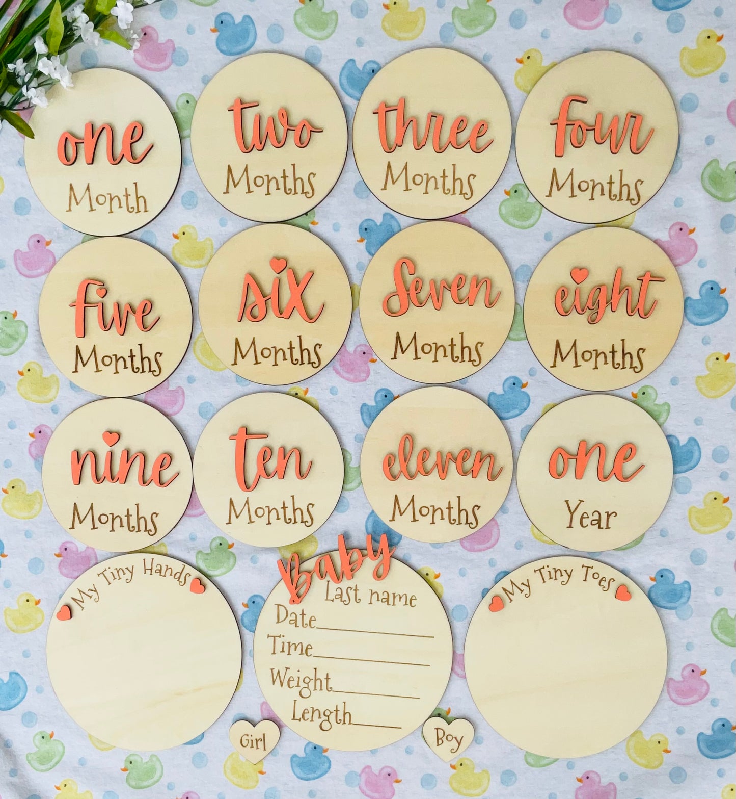 Baby Month Milestone Tags  - Font 3  - Word Numbers