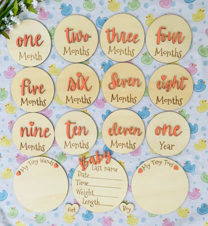 Baby Month Milestone Tags  - Font 3  - Word Numbers