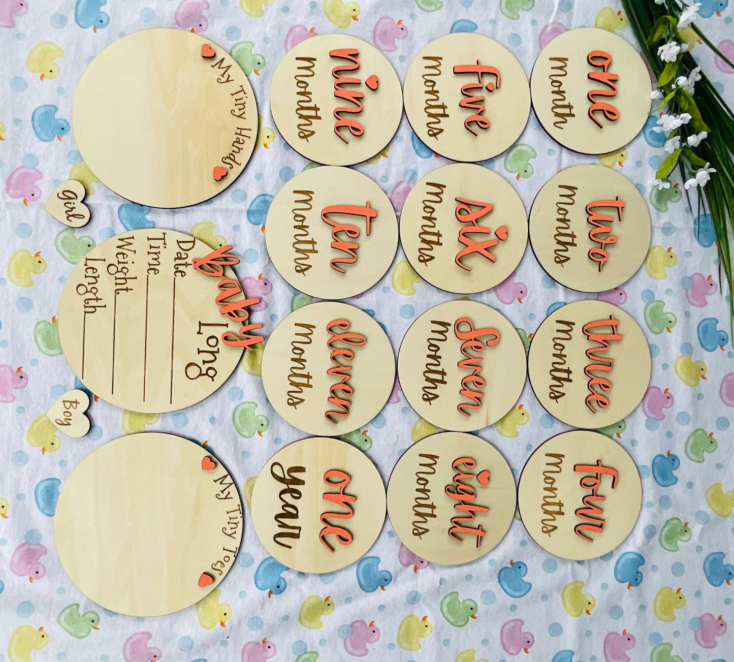 Baby Month Milestone Tags - Font 4 - Word Numbers
