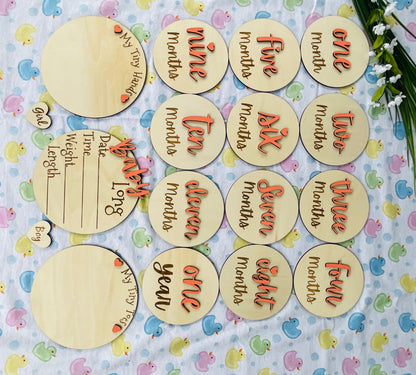 Baby Month Milestone Tags - Font 4 - Word Numbers