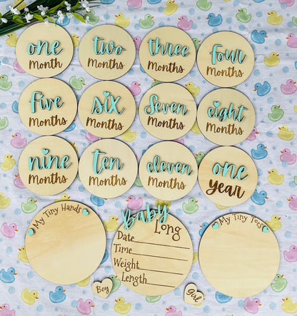 Baby Month Milestone Tags - Font 4 - Word Numbers