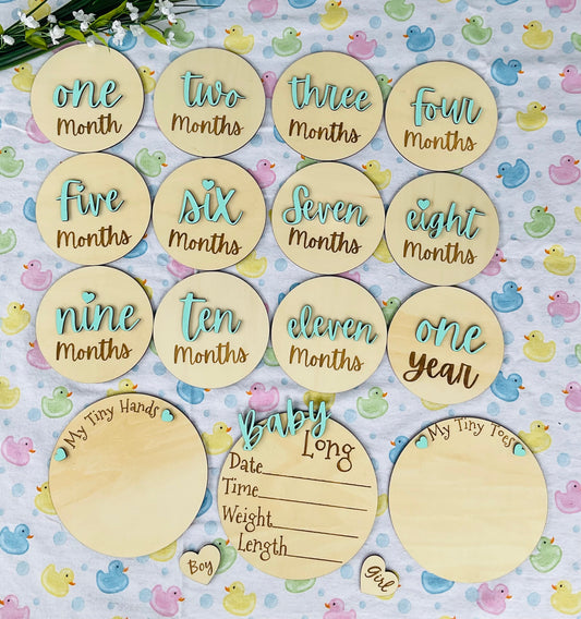 Baby Month Milestone Tags - Font 4 - Word Numbers