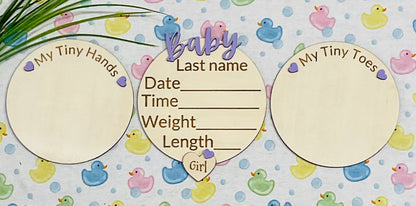 Baby GIRL Keepsake Announcement with Hands and Toes! Font 5