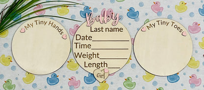 Baby GIRL Keepsake Announcement with Hands and Toes! Font 5