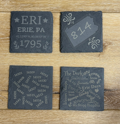 Customized Slate Coaster - City, State, Zip Codes and Attractions