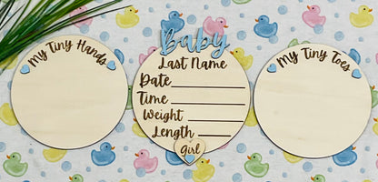 Baby GIRL Keepsake Announcement with Hands and Toes! Font 4