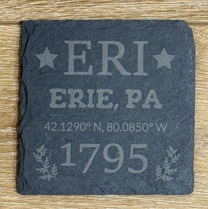 Customized Slate Coaster - City, State, Zip Codes and Attractions