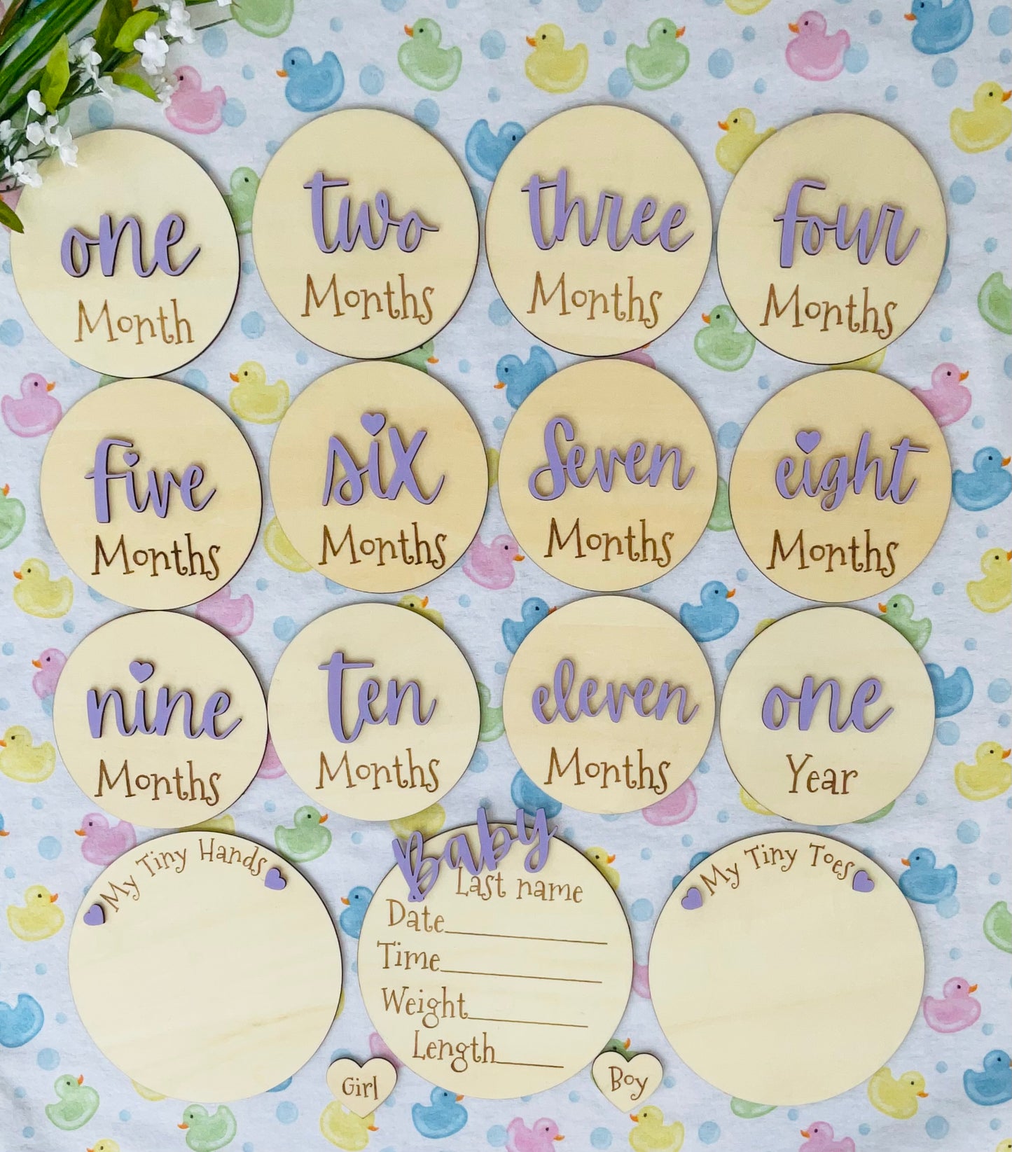 Baby Month Milestone Tags  - Font 3  - Word Numbers
