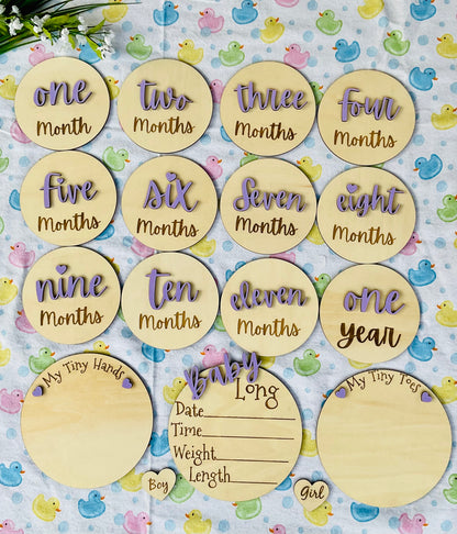 Baby Month Milestone Tags - Font 4 - Word Numbers