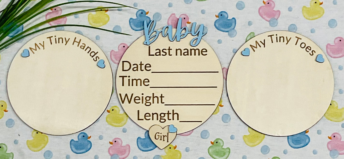 Baby GIRL Keepsake Announcement with Hands and Toes! Font 5