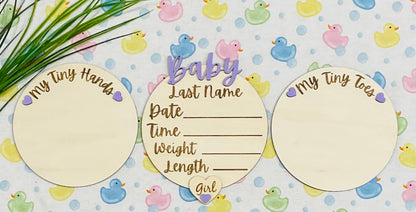 Baby GIRL Keepsake Announcement with Hands and Toes! Font 4