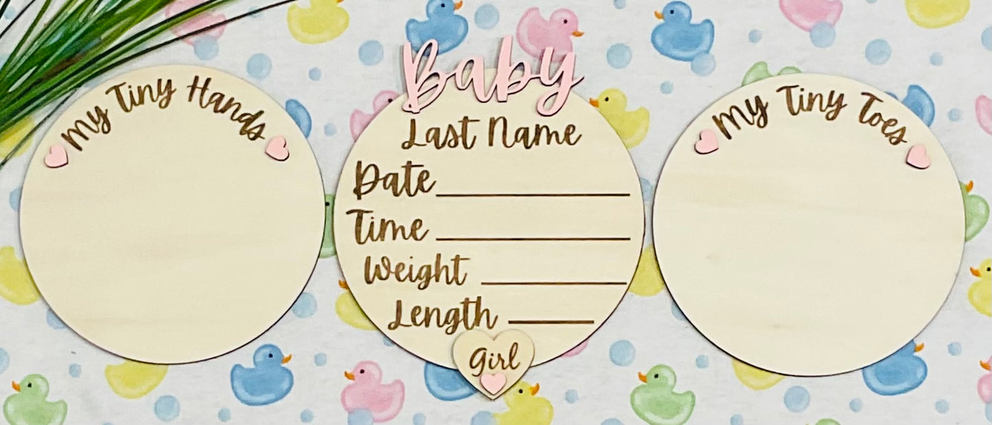 Baby GIRL Keepsake Announcement with Hands and Toes! Font 4