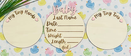 Baby GIRL Keepsake Announcement with Hands and Toes! Font 4