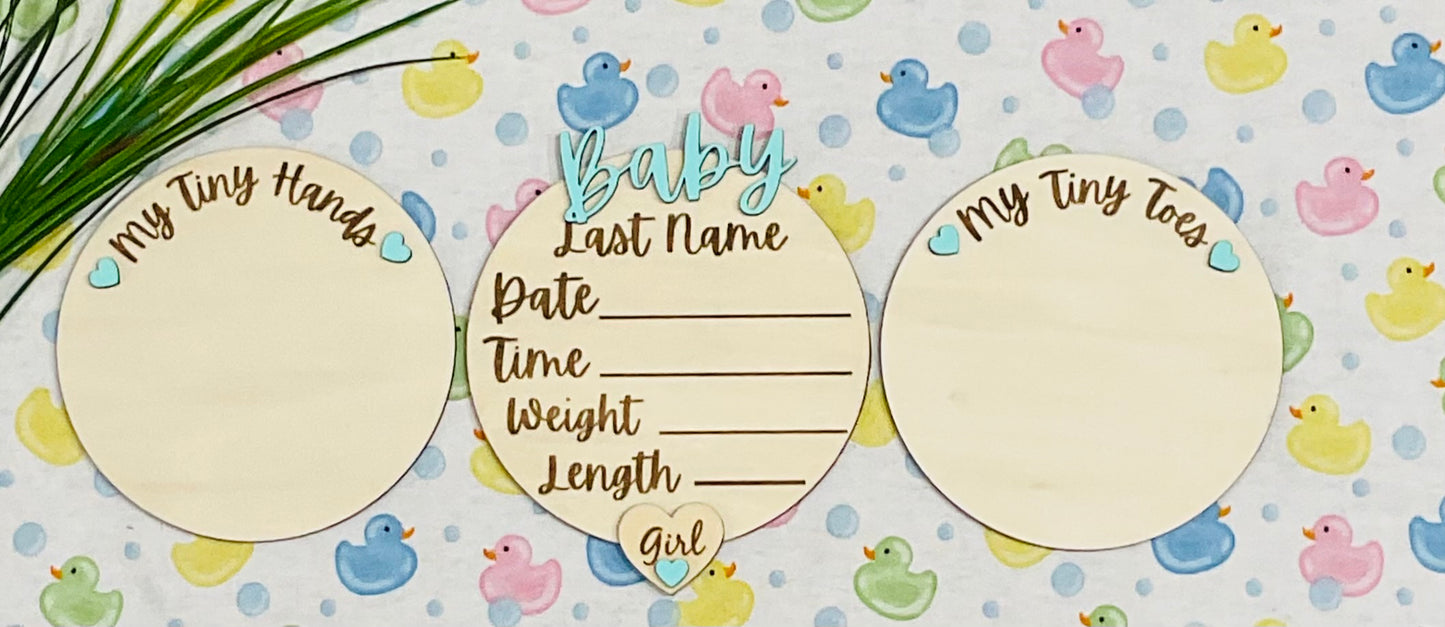 Baby GIRL Keepsake Announcement with Hands and Toes! Font 4