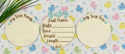 Baby GIRL Keepsake Announcement with Hands and Toes! Font 4