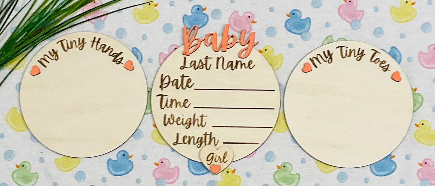 Baby GIRL Keepsake Announcement with Hands and Toes! Font 4