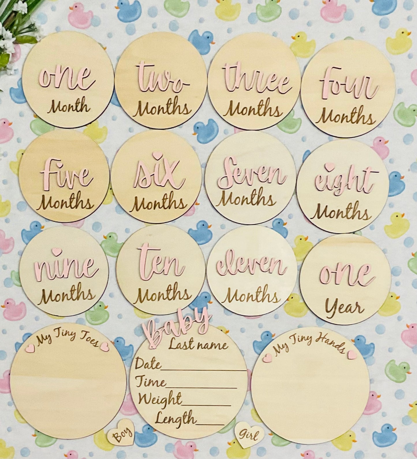 Baby Month Milestone Tags - Font 1 - Word Numbers