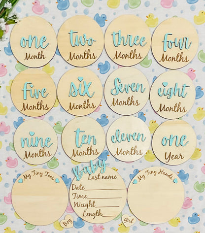 Baby Month Milestone Tags - Font 1 - Word Numbers