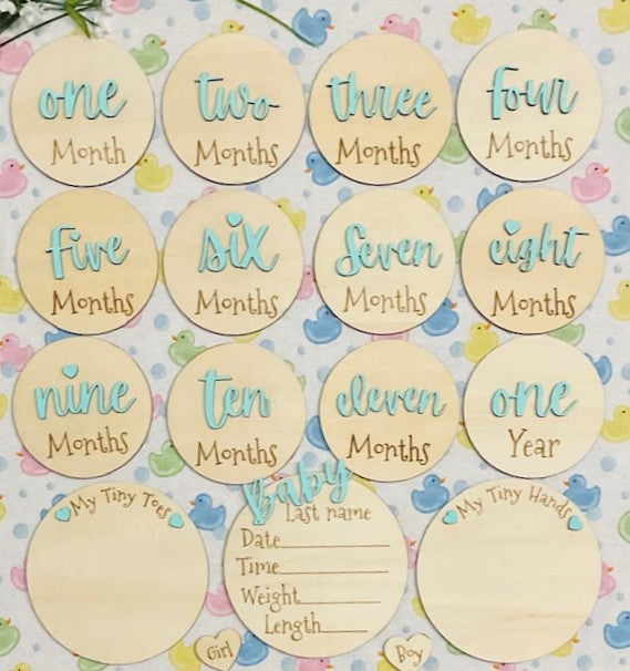 Baby Month Milestone Tags  - Font 3  - Word Numbers