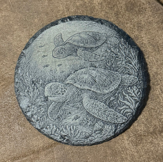 Sea Turtle Round Slate Coaters
