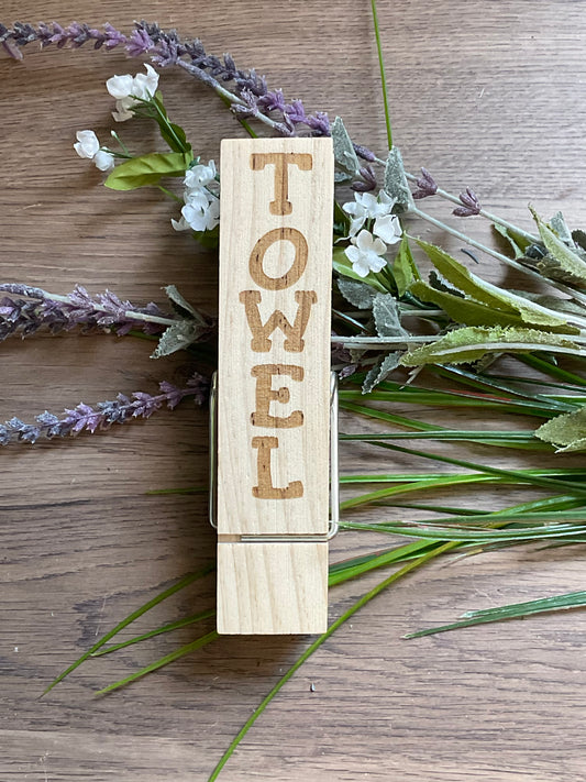 Large Wooden Clothespin Towel Holder