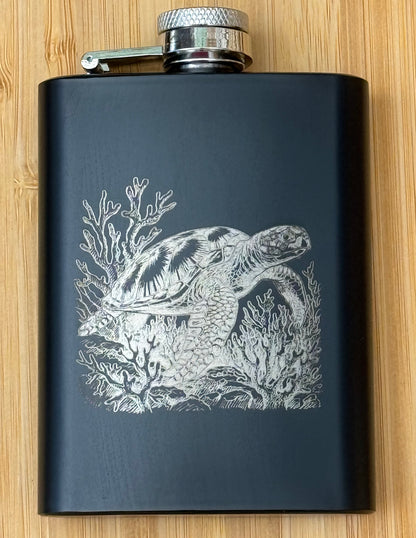 Stainless Steel Black with Silver Flask Multiple Designs Available