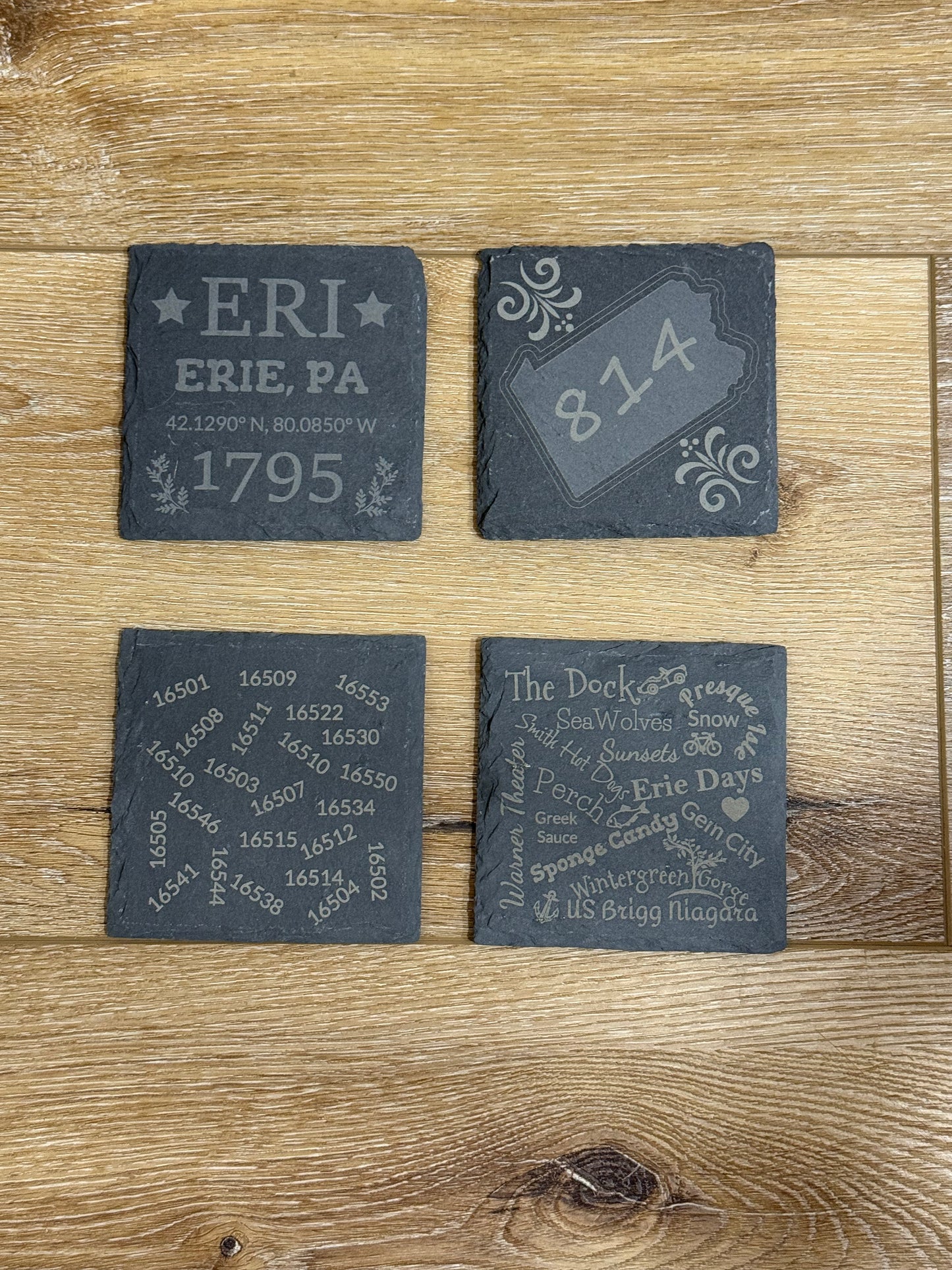 Customized Slate Coaster - City, State, Zip Codes and Attractions