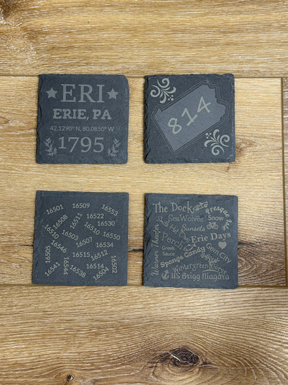 Customized Slate Coaster - City, State, Zip Codes and Attractions