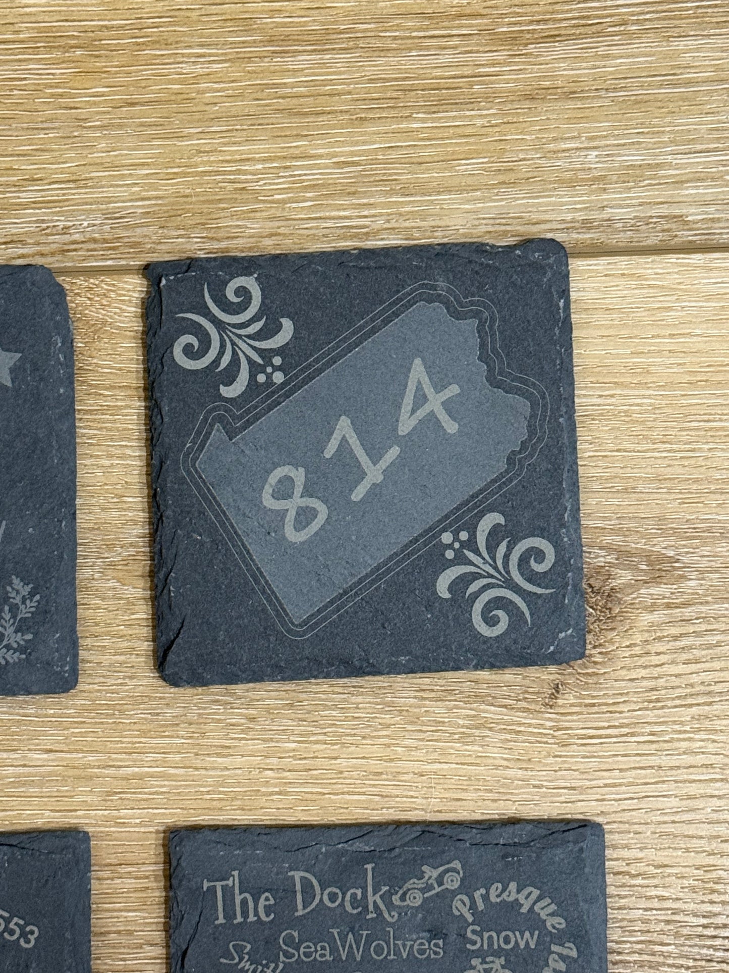 Customized Slate Coaster - City, State, Zip Codes and Attractions