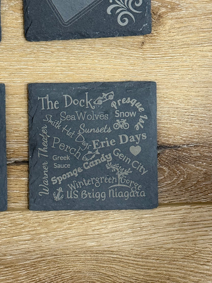 Customized Slate Coaster - City, State, Zip Codes and Attractions