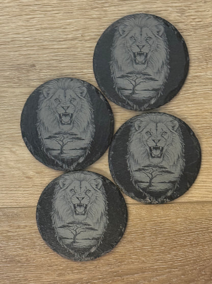 Lion Slate Round Coaster