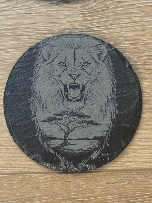 Lion Slate Round Coaster