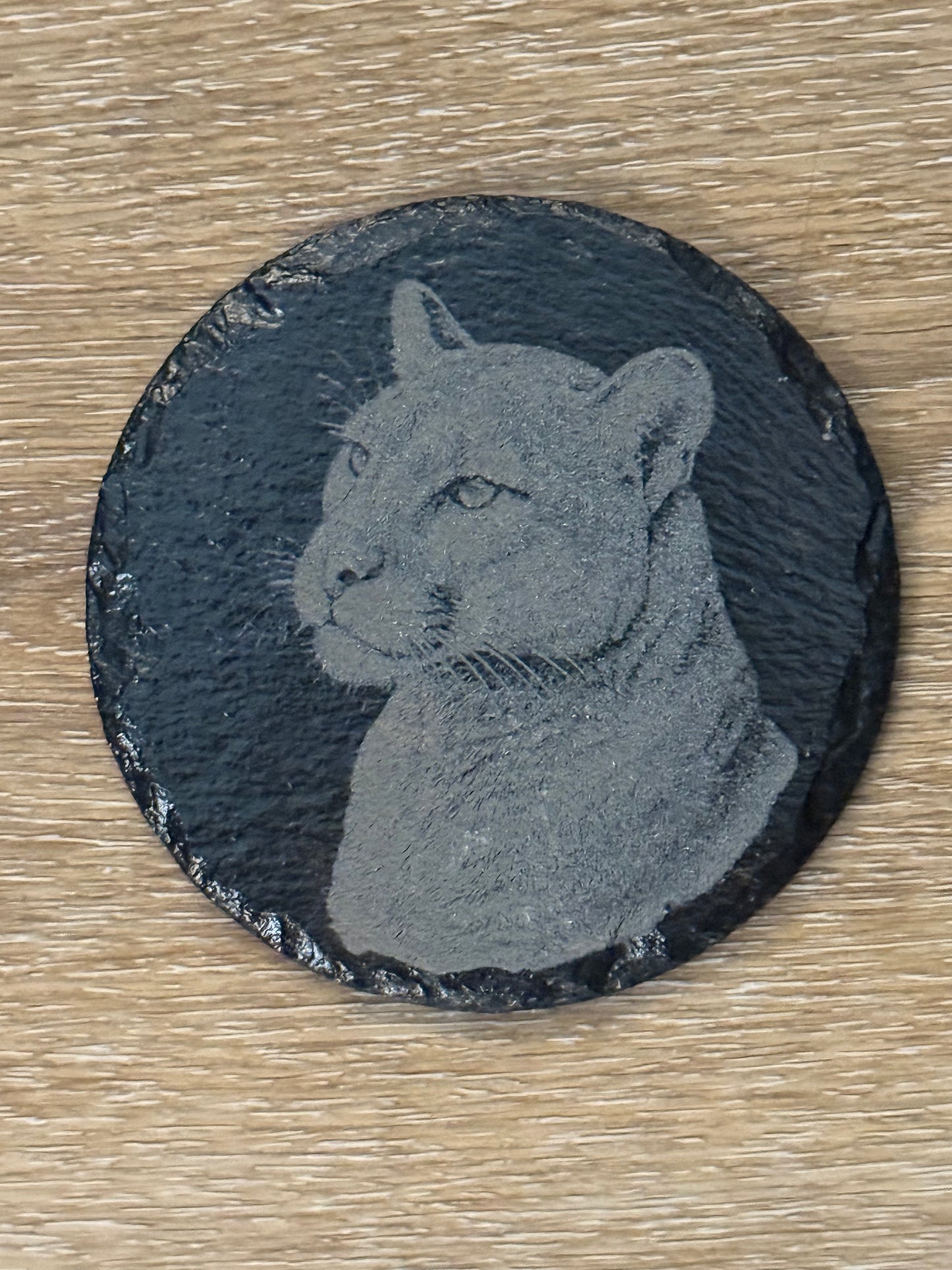 Panther Round Slate Coaster