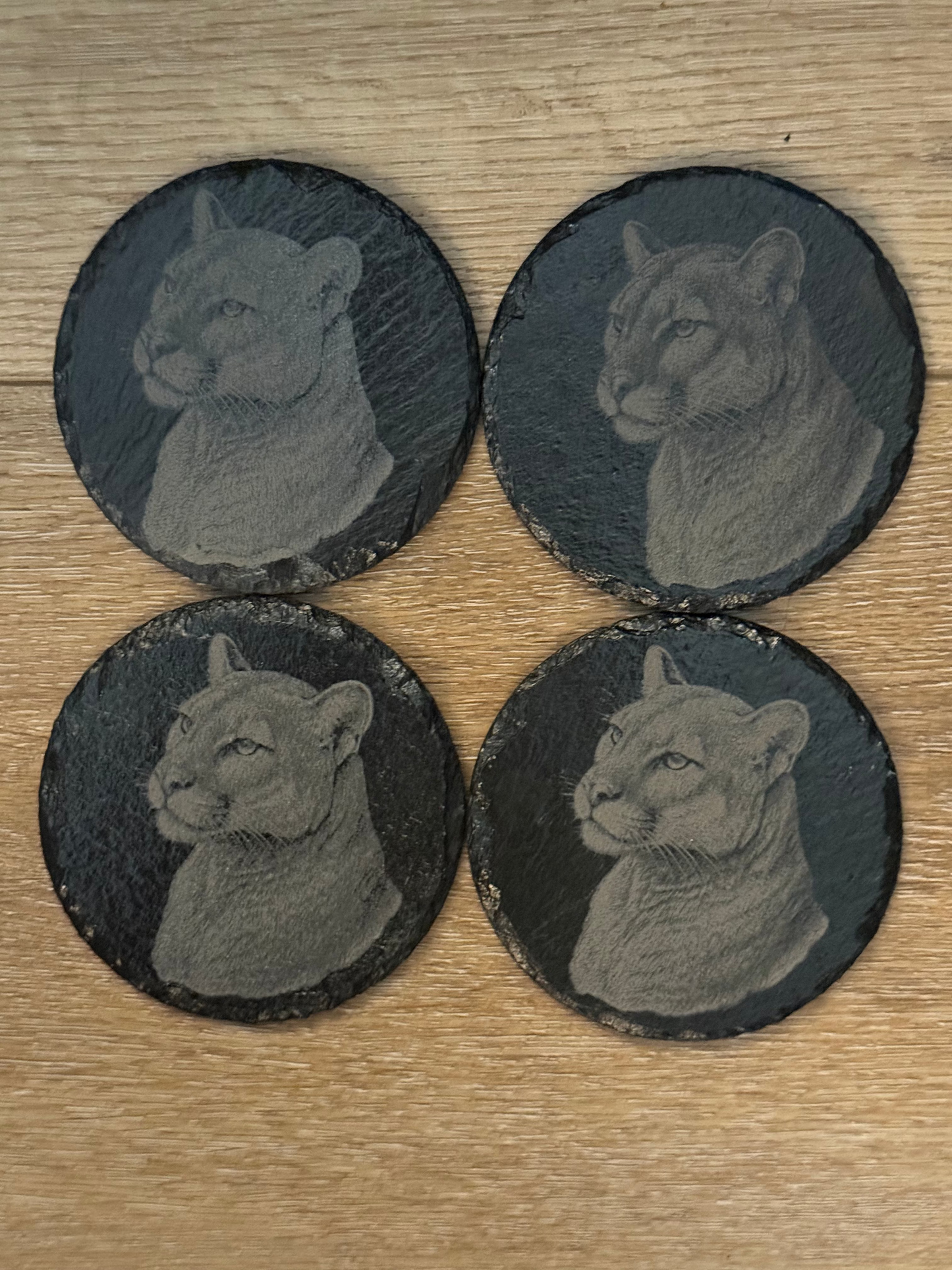Panther Round Slate Coaster