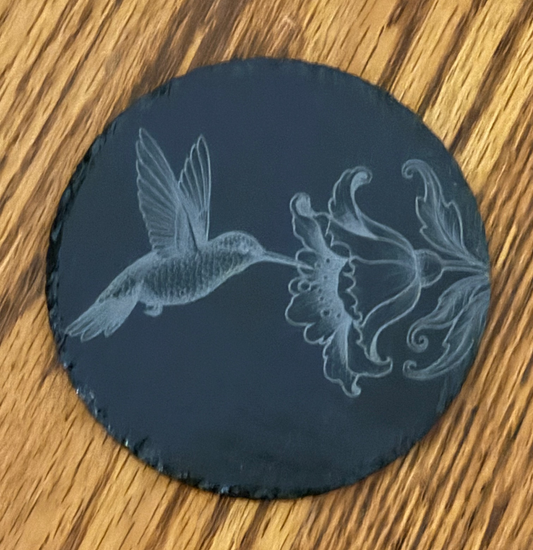 Hummingbird Slate Coaster | Natural Stone Coaster Set