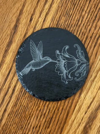 Hummingbird Slate Coaster | Natural Stone Coaster Set