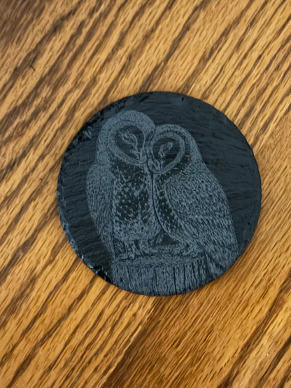 Two Owls Slate Coaster