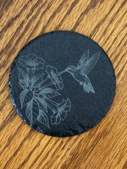 Hummingbird and Three Flowers