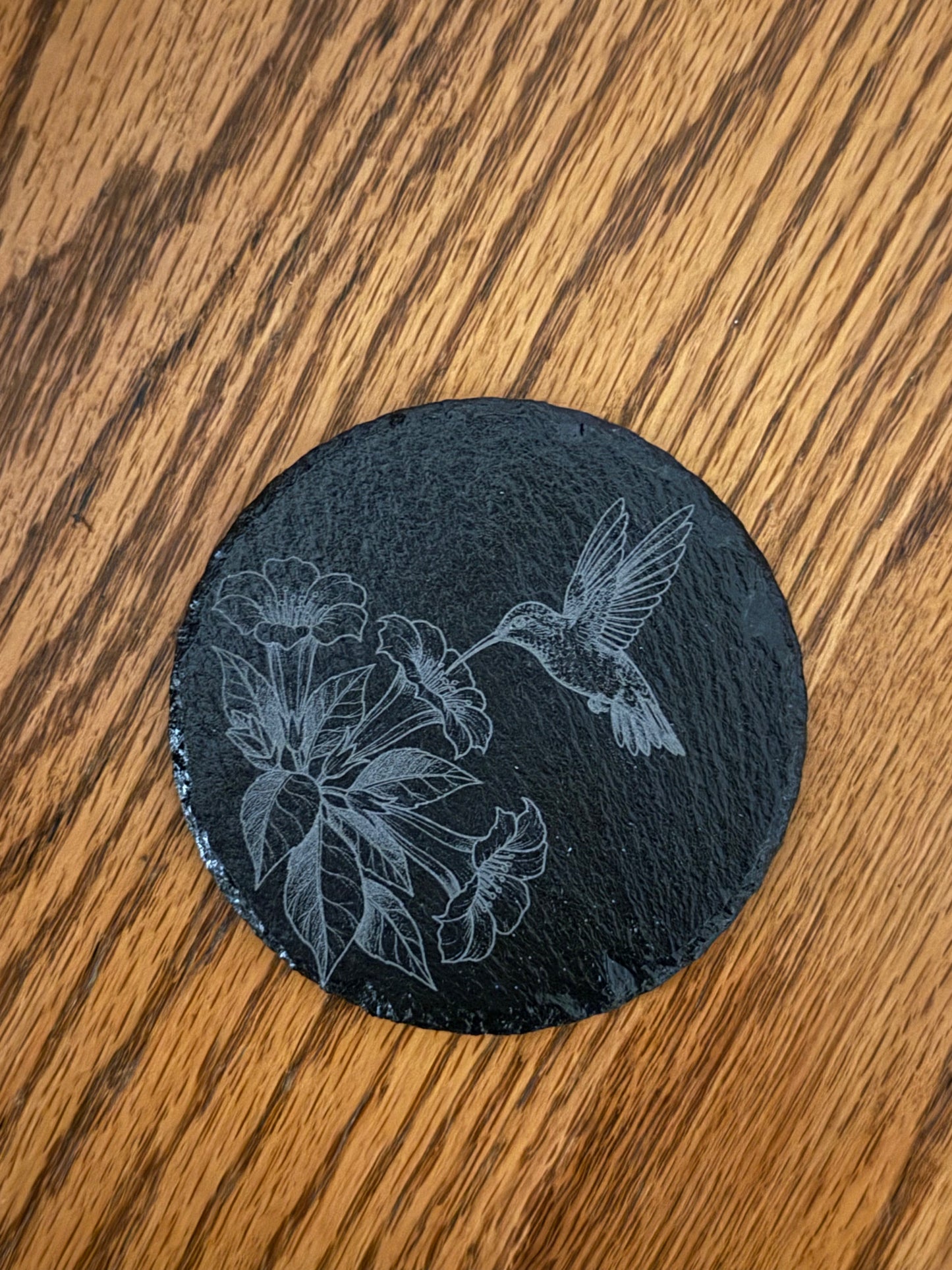 Hummingbird and Three Flowers
