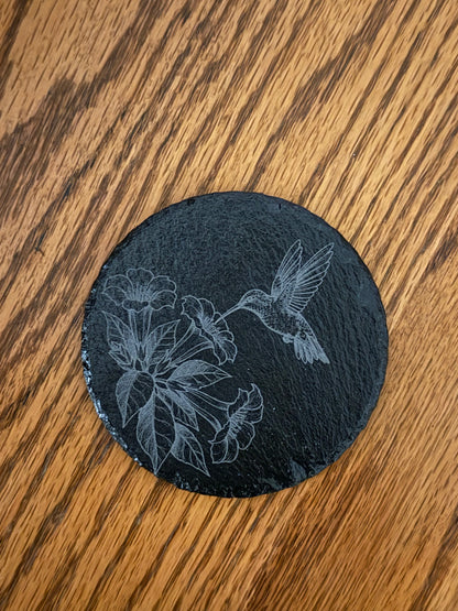 Hummingbird and Three Flowers